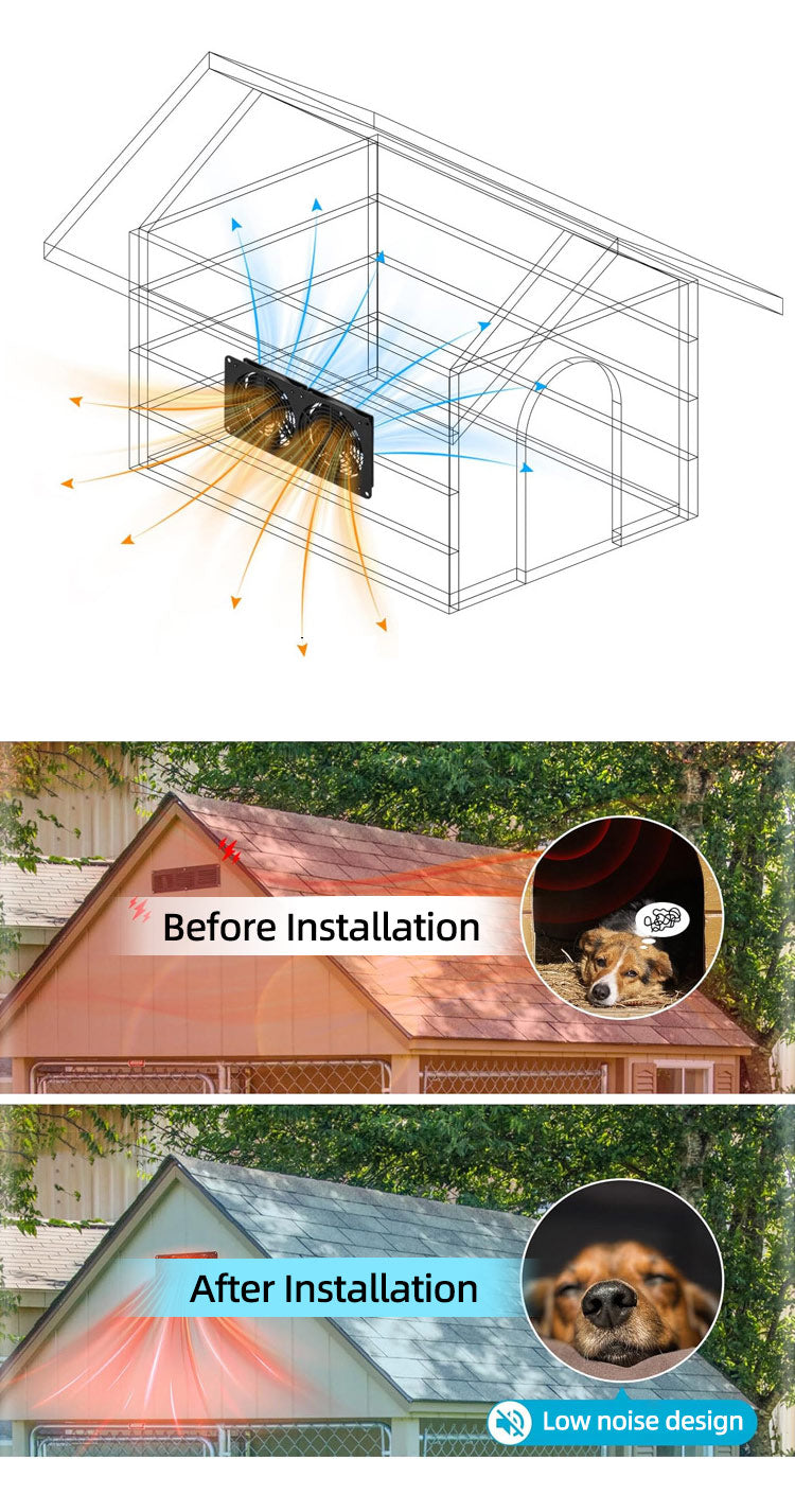 Solar power drive fan Pet cage exhaust fan Chicken cat dog solar power ventilation fan, one metre long male and female wires + send a 1.5 metre long wire total 2.5 metres wire, 5v voltage, with 4 double-sided adhesive stickers + a screwdriver