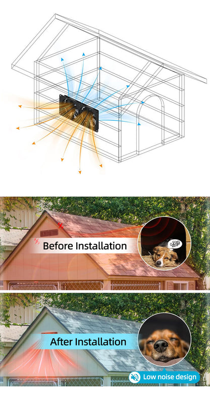 Solar power drive fan Pet cage exhaust fan Chicken cat dog solar power ventilation fan, one metre long male and female wires + send a 1.5 metre long wire total 2.5 metres wire, 5v voltage, with 4 double-sided adhesive stickers + a screwdriver