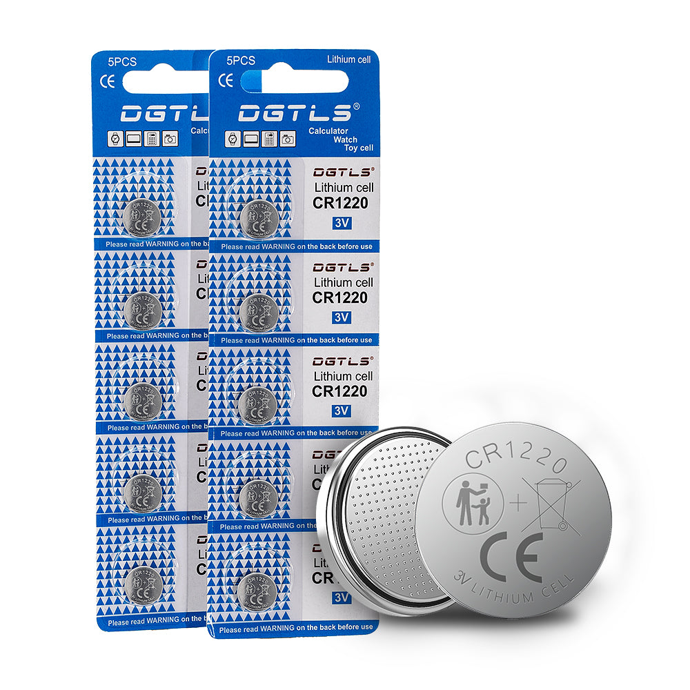 10pcs CR1220 button cell batteries, CR1220 batteries are suitable for all kinds of toys, radios, remote controls, alarm clocks and so on.