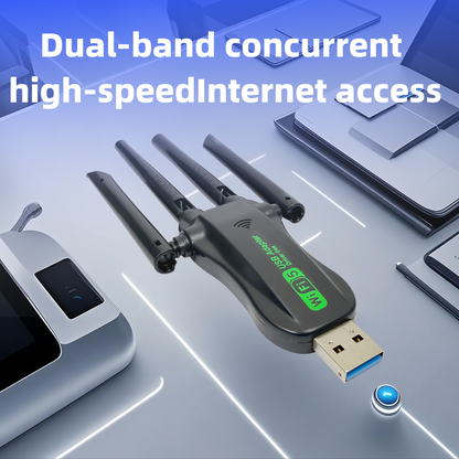 Four-Antenna High-Speed 1300M Dual-Band Concurrent Card, Plug And Play, Not Hot, No Driver Required.