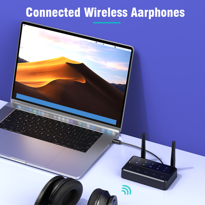 Dual antenna receiver, receiving and transmitting two-in-one, long-distance transmission, built-in multi-audio decoding, high-definition sound quality, seconds into wireless audio, AUX connected to the car, navigation playback/listening to music