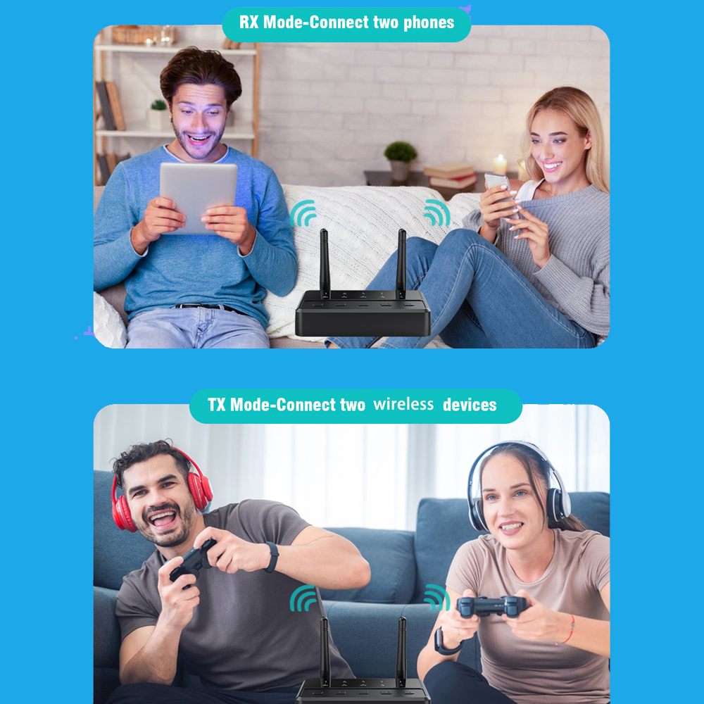 Dual antenna receiver, receiving and transmitting two-in-one, long-distance transmission, built-in multi-audio decoding, high-definition sound quality, seconds into wireless audio, AUX connected to the car, navigation playback/listening to music