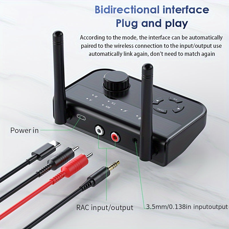 5.3USB Wireless Dual Antenna 2-in-1 Receiver Wireless Audio Adapter with TYEP-C Interface Car Computer Speaker Music Receiving, let the traditional audio become wireless audio in seconds, enjoy lossless music