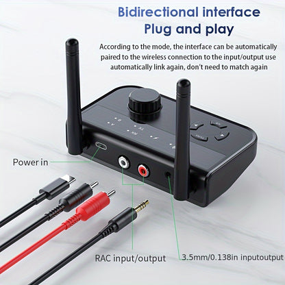 5.3USB Wireless Dual Antenna 2-in-1 Receiver Wireless Audio Adapter with TYEP-C Interface Car Computer Speaker Music Receiving, let the traditional audio become wireless audio in seconds, enjoy lossless music